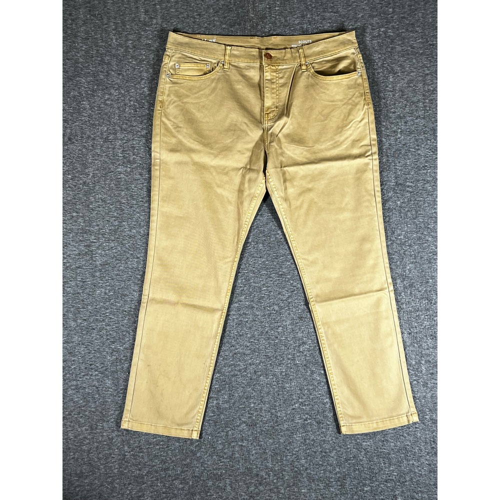 Mugsy Scouts Mens Tan Stretch Chino Pants 40x30 FLX8NBK Khaki Five Pocket NEW